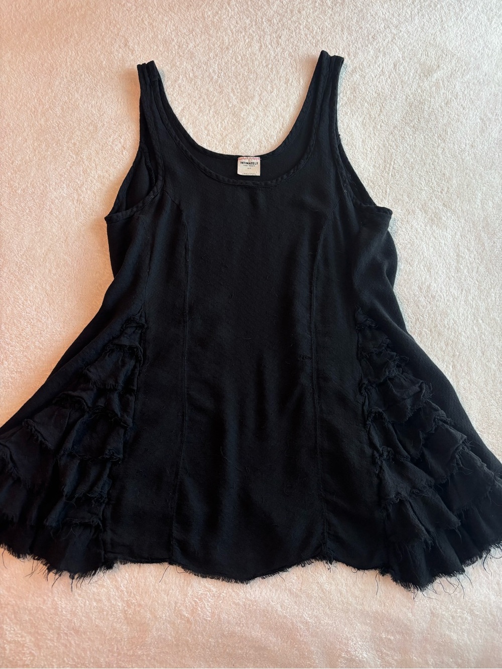 Free People Black Ruffled Swing Tank